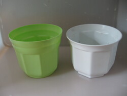 Green and white plastic basket