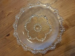 Virágmintás üveg kínáló tányér