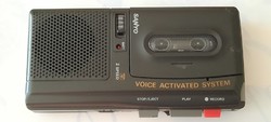 Retro sanyo microcassette tape recorder, sound-controlled system, 2 speeds