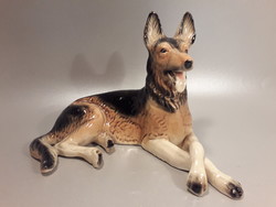 Porcelán német juhász kutya figura szobor nagy méretű