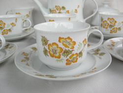 Alföldi porcelán 6 személyes teáskészlet sárga virágos