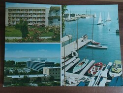 Old postcard, Balatonfüred, mosaic postcard, ship, sailboat