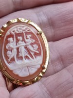 Gold-plated silver cameo brooch, pendant