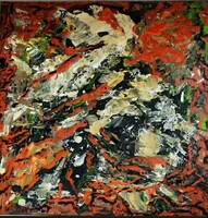 ZSM Absztrakt festmény, 40 cm/40 cm, vászon, akril, festőkés - Fogantatás