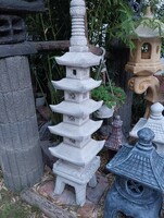 Extra Ritka Nagy 125cm Japán kertépítő Kő lámpa  Feng Shui  kerti tó pagoda műkő szobor