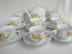 Alföldi porcelán 6 személyes teáskészlet sárga virágos