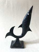 Black iron shark fish sculpture ornament 31 cm