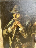 Idős juhász olaj-vászon festmény