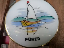 Balatonfüred retro tejüveg dobozka/ Nosztalgia, gyűjtői darab Balatonfüredről/Balatoni vitorlás