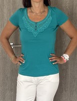 Turquoise lace top, T-shirt