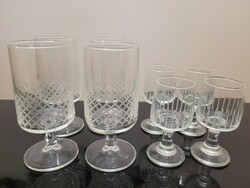 Retro wine and short drink glasses