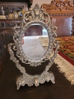 Antique copper tabletop tilting mirror
