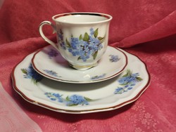 Beautiful 3-piece porcelain breakfast dish, blue daisy