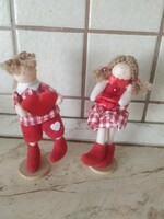 Retro rag doll lovers for sale! Textile doll, vintage rag doll, girl figure and boy