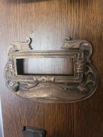 Antique Art Nouveau copper door nameplate holder