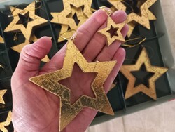Wooden gold stars Christmas pendants