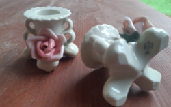 2 porcelain candle holders