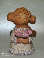 Now it's worth taking!! Antalfiné Szente Katalin Ask ceramic girl with a bouquet of flowers