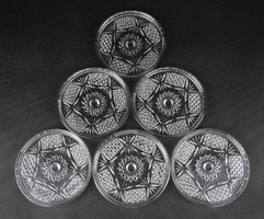 1N715 old glass coaster set 6 pieces