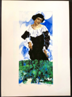 Very nice chagall lithograph - bella with white collar