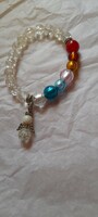 Glass bead bracelet with angel pendant