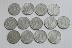 Czechoslovakia 10 heller , 1954 , 1961 ,-62 ,-63 ,-64 ,-67 ,-69 , money , coin , 13 pieces