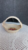 Antique, Hungarian amadeus d&r marked porcelain basket, openwork, flower pattern, handmade, flawless
