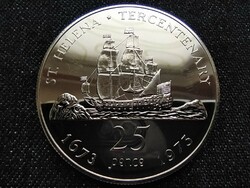 Szent Ilona A visszaállított brit uralom 300. évfordulója .925 ezüst 25 penny 1973 (id61646)