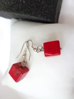Coral cube earrings