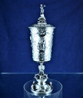 Dazzling, antique, silver lidded cup, hanau, ca. 1860!!!