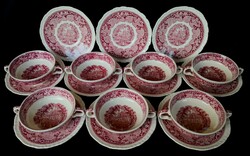 Dt/332. Mason's vista red (pink) cream soup set