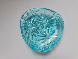 Turquoise glass ashtray