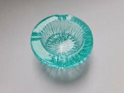 Turquoise round glass ashtray