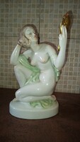 Herend mirrored female nude with mirror, hand-painted big István sign 5724 flawless