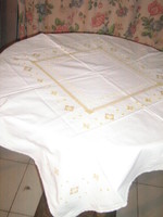 Beautiful and elegant azure tablecloth with cross-stitch embroidery