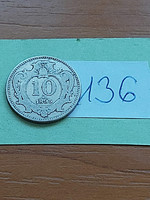 Austria 10 heller 1895 nickel 136