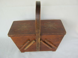 Old wooden openable box sewing box