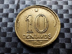 Brazilia 10 centavos, 1947 Getúlio Vargas Félrevert Darab!!