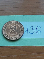 German nsk 2 pfennig 1982 d, steel copper 136
