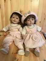 Charming pair of siblings with 48cm vintage porcelain heads