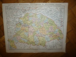 Old map administrative legislation traffic map of Great Hungary