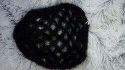 Retro black crochet mohair casual hat