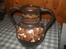 Hódmezővárárhely ceramic vase with two handles