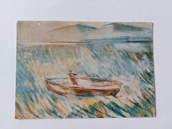 Old art postcard Egry József Stormy Balaton