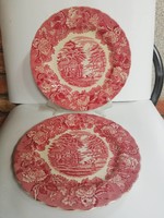 2 old English faience cookie plates
