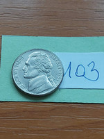 Usa 5 cents 1995 / p, thomas jefferson, copper-nickel 103