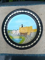 Granite painted wall plate. Ox cart!