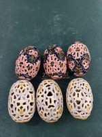 Antique Zsolnay faience openwork egg ornaments