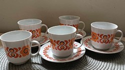 Lowland flower pattern coffee cups + cup base (set)