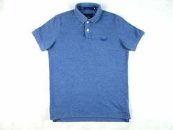 Original superdry (m / l) sporty elegant men's polo shirt with a pastel blue collar